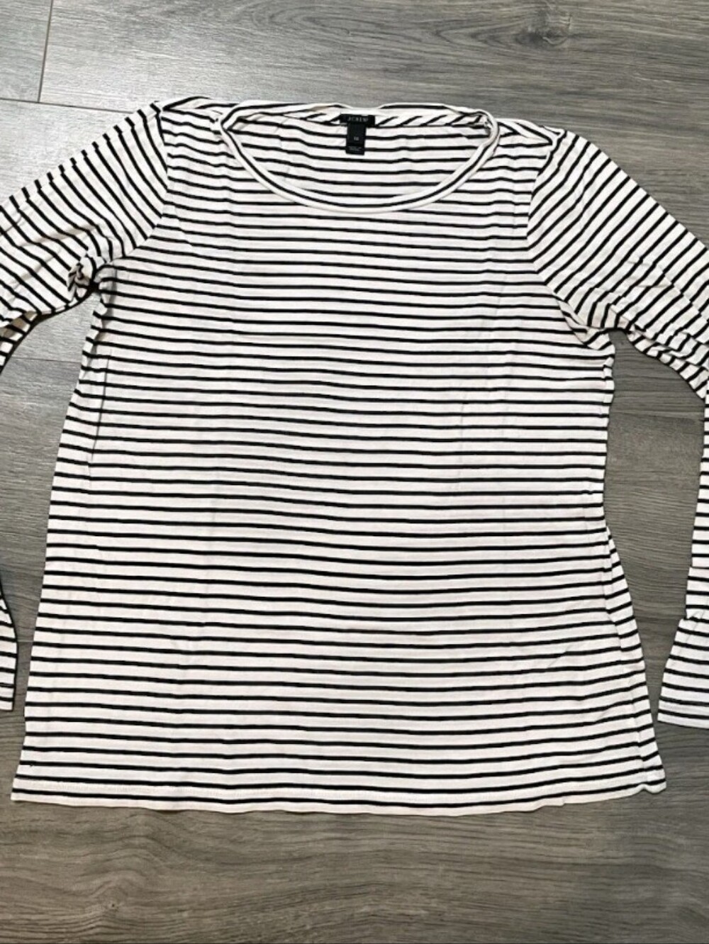 J. Crew Black & White Striped Long-Sleeve Crew Tee